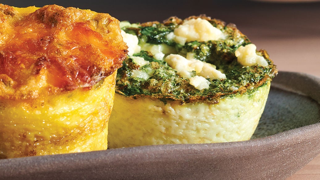 Bouchées d'œufs aux épinards, à l'ail et au feta