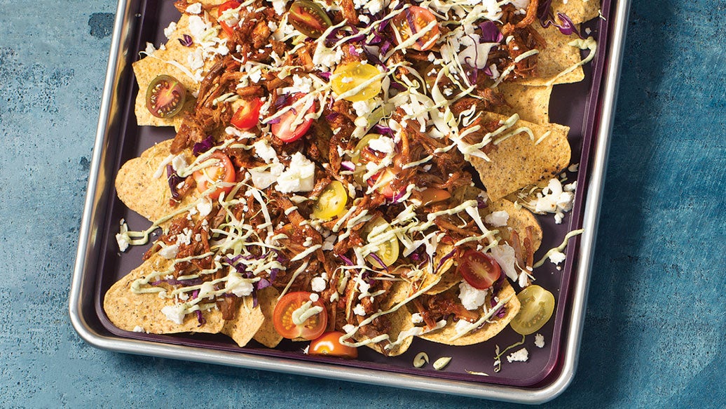 Nachos de porc effiloché